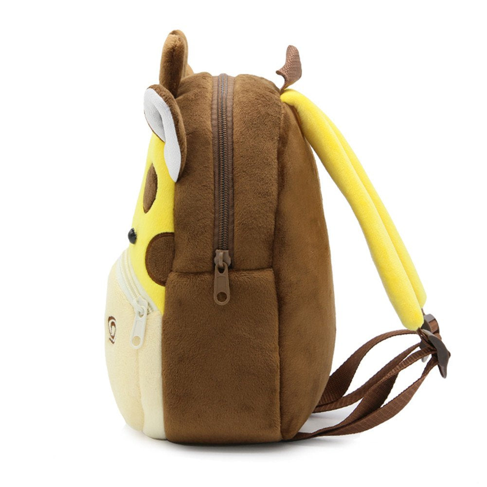 Anykidz 3D Dark Brown Giraffe Kids School Backpack Cute Cartoon Animal Style Children Toddler Plush Bag Perfect Accessories For Boys and Girls-Backpacks-PEROZ Accessories