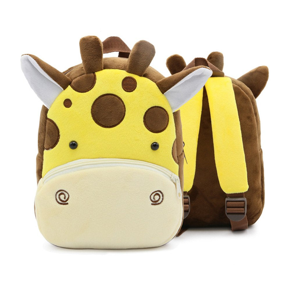 Anykidz 3D Dark Brown Giraffe Kids School Backpack Cute Cartoon Animal Style Children Toddler Plush Bag Perfect Accessories For Boys and Girls-Backpacks-PEROZ Accessories