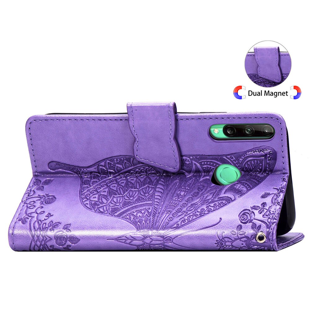 Anymob Huawei Case Purple 3D Butterfly Leather Flip Wallet Case Magnetic Cover Shell-Mobile Phone Cases-PEROZ Accessories