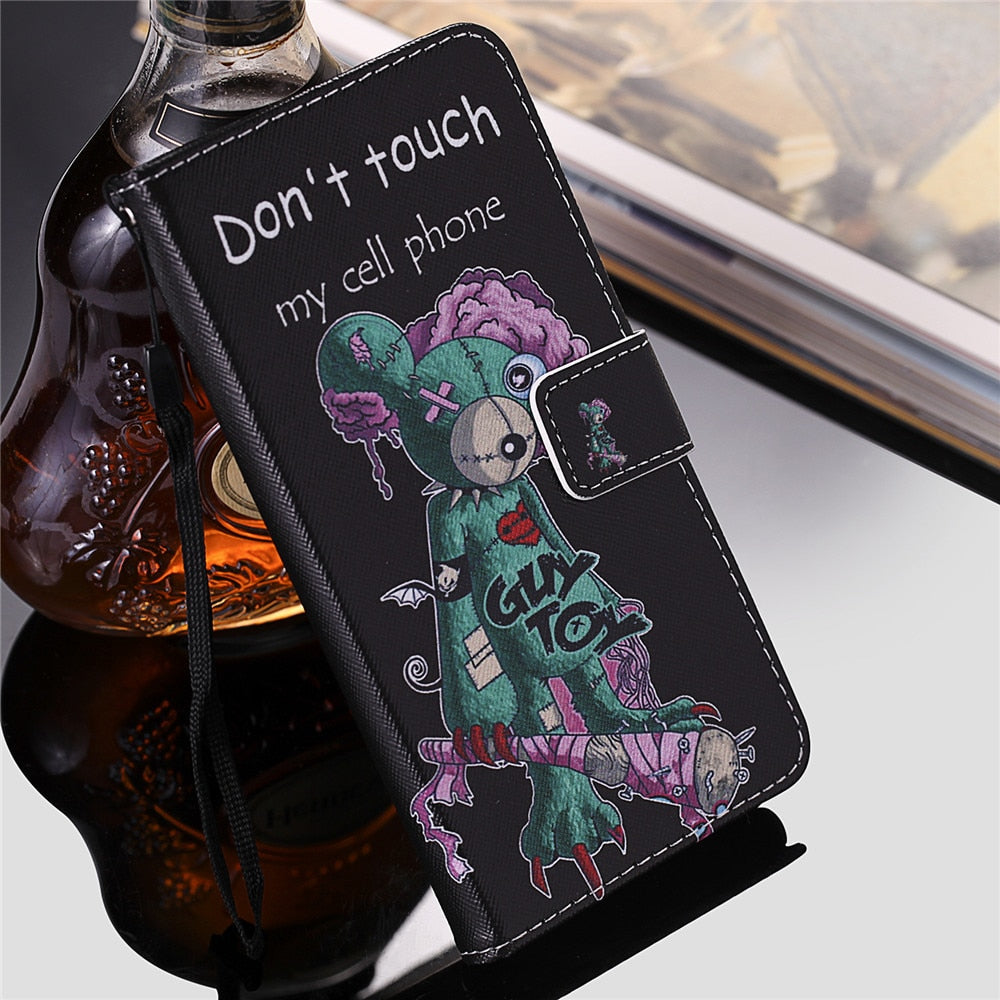 Anymob iPhone Case Map Flip Cover Cartoon Painted Magnetic Leather Wallet Card Slot-Mobile Phone Cases-PEROZ Accessories