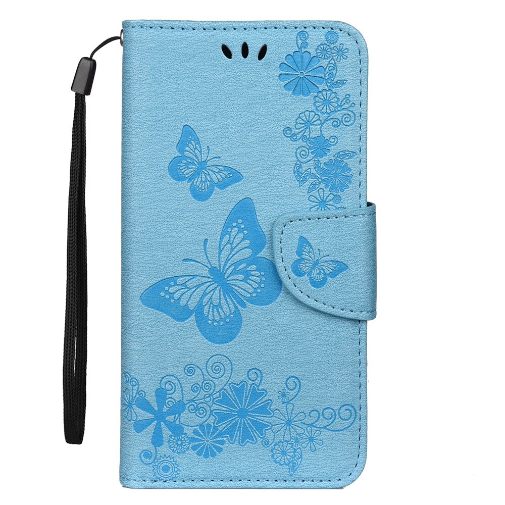 Anymob iPhone Case Blue Fashion Flip Butterfly Print Card Slot Wallet Leather Back Cover-Mobile Phone Cases-PEROZ Accessories