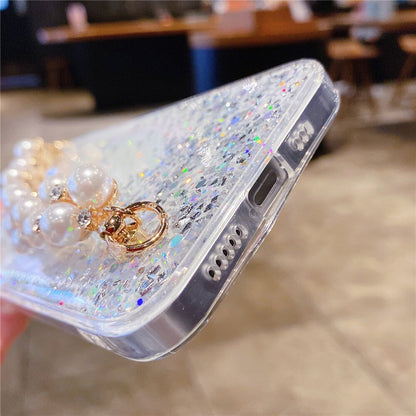 Anymob iPhone Case Sky Blue Pearl Bracelet Glitter Shockproof Camera Protection Cover-Mobile Phone Cases-PEROZ Accessories