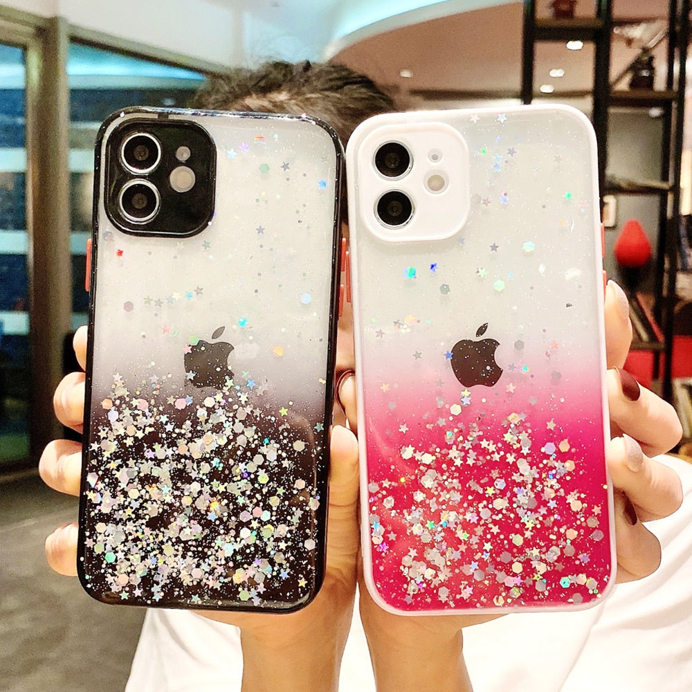 Anymob iPhone Case Yellow Bling Glitter Soft Silicone Cover with Camera Protection-Mobile Phone Cases-PEROZ Accessories