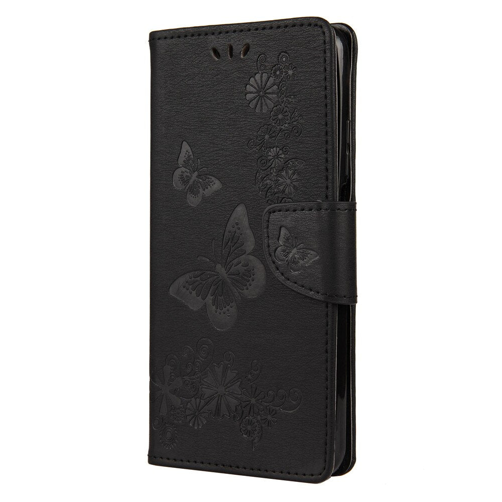 Anymob Samsung Black Flip Phone Case Big Butterfly Leather Wallet Book Style Cover Shell-Mobile Phone Cases-PEROZ Accessories