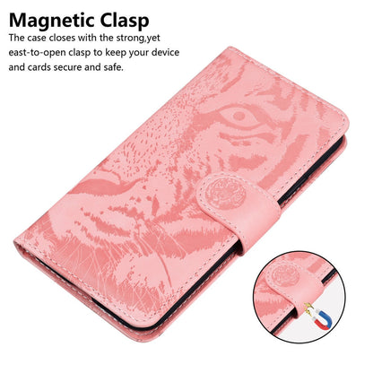 Anymob iPhone Pink Tiger Embossed Leather Case Flip Wallet Mobile Phone Cover Compatible-Mobile Phone Cases-PEROZ Accessories