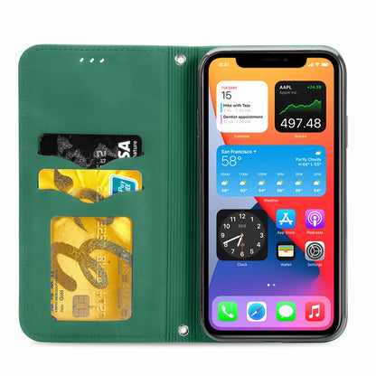 Anymob iPhone Green Magnetic Flip Leather Phone Case Card slot Wallet Cover-Mobile Phone Cases-PEROZ Accessories