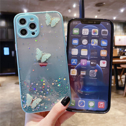 Anymob iPhone Case Blue Camera Protection Cute 3D Butterfly Clear Shockproof Cover-Mobile Phone Cases-PEROZ Accessories