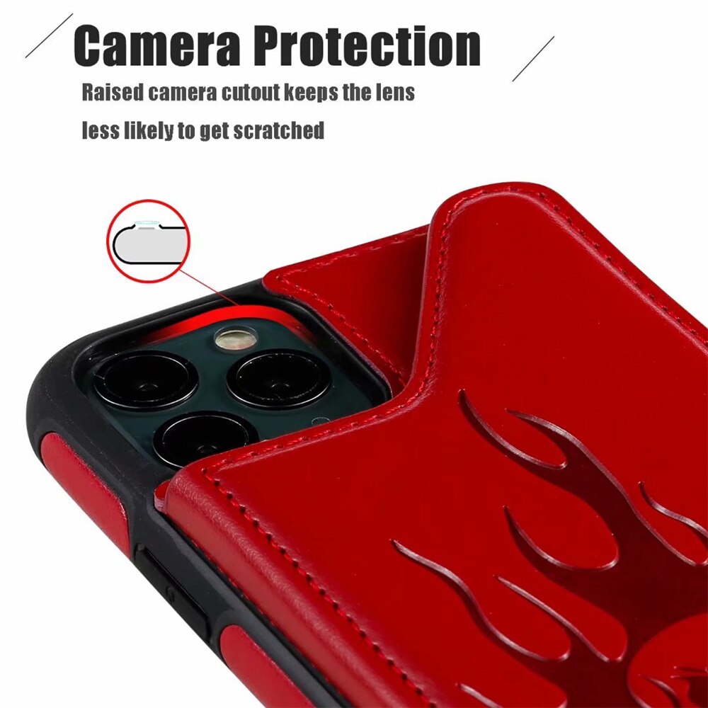 Anymob iPhone Red Cartoon Skull Leather Case Wallet Flip Multi Card Holder Cover-Mobile Phone Cases-PEROZ Accessories