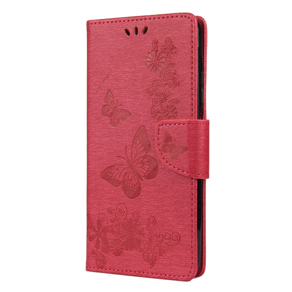 Anymob Samsung Hot Pink Flip Phone Case Big Butterfly Leather Wallet Book Style Cover Shell-Mobile Phone Cases-PEROZ Accessories