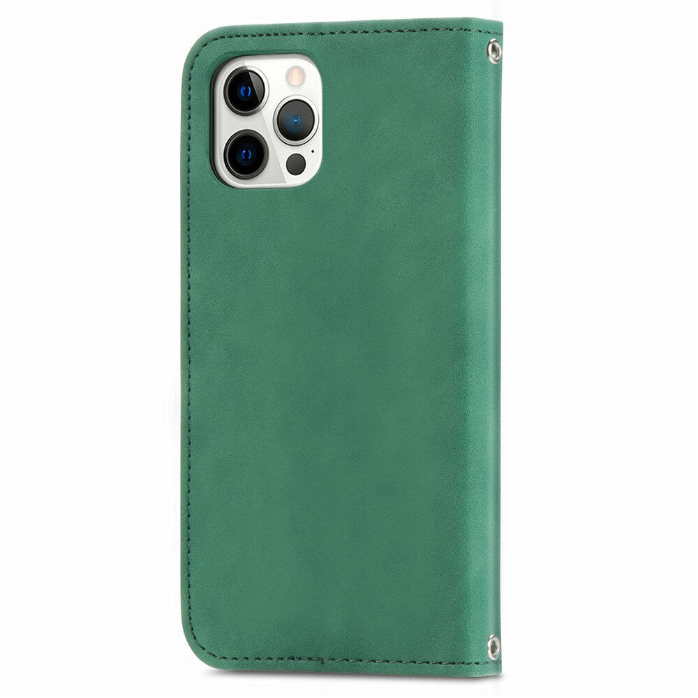 Anymob iPhone Green Magnetic Flip Leather Phone Case Card slot Wallet Cover-Mobile Phone Cases-PEROZ Accessories