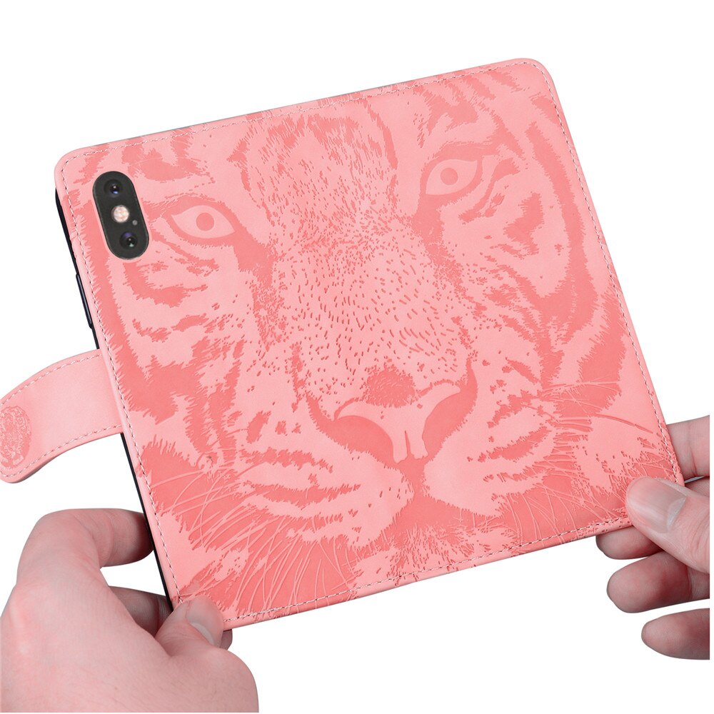 Anymob iPhone Case Purple Tiger Embossed Leather Flip Card Slot Wallet Phone Cover Fundas-Mobile Phone Cases-PEROZ Accessories