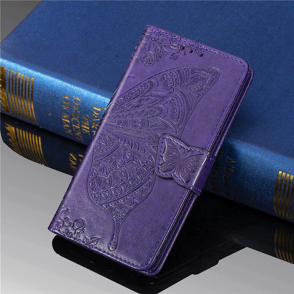 Anymob Huawei Case Purple 3D Butterfly Leather Flip Wallet Case Magnetic Cover Shell-Mobile Phone Cases-PEROZ Accessories