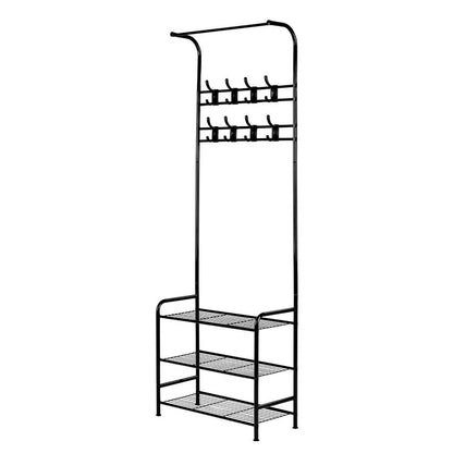 Artiss Clothes Rack Coat Stand Garment Portable Hanger Airer Organiser Shoe Storage Metal Black-Furniture &gt; Living Room - Peroz Australia - Image - 1