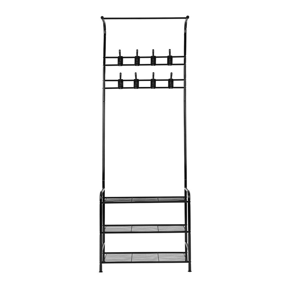 Artiss Clothes Rack Coat Stand Garment Portable Hanger Airer Organiser Shoe Storage Metal Black-Furniture &gt; Living Room - Peroz Australia - Image - 3