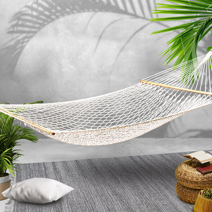 Gardeon Double Swing Hammock Bed Cream-Hammock-PEROZ Accessories