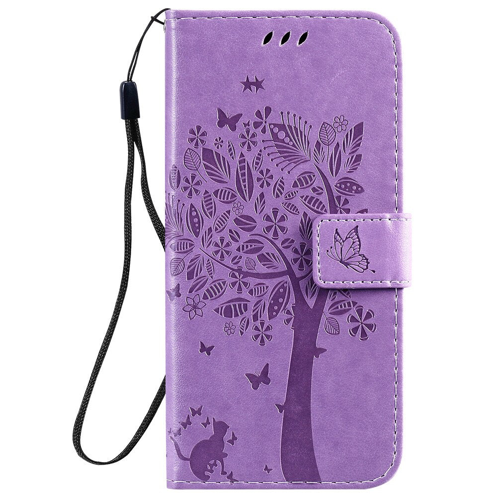 Anymob Huawei Phone Case Gray Tree Print Flip Leather Wallet Phone Cover-PEROZ Accessories