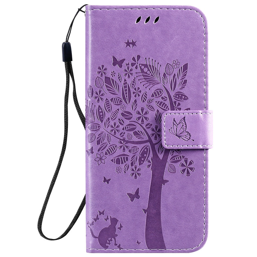 Anymob Huawei Phone Case Gray Butterfly Design Flip Leather Wallet Phone Cover-PEROZ Accessories