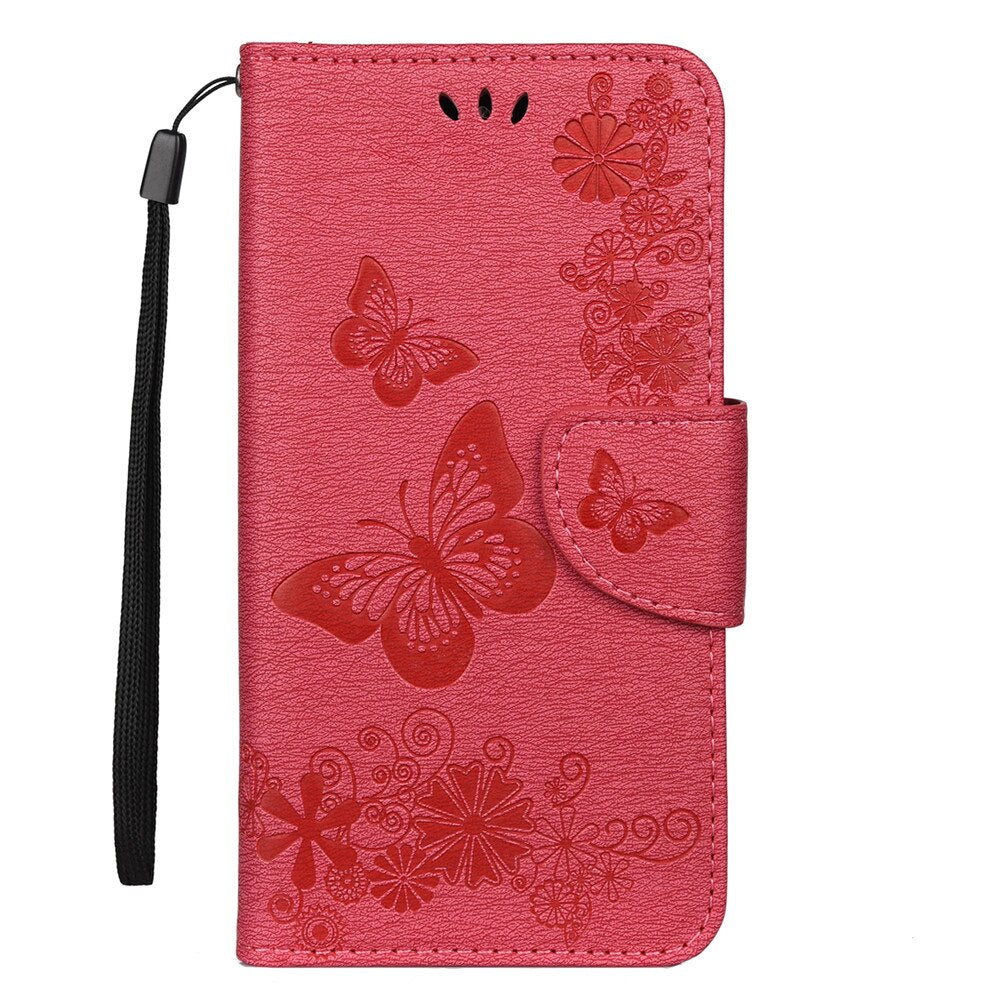 Anymob iPhone Pink Fashion Flip Case Butterfly Print Card Slot Wallet Leather Back Cover-Mobile Phone Cases-PEROZ Accessories