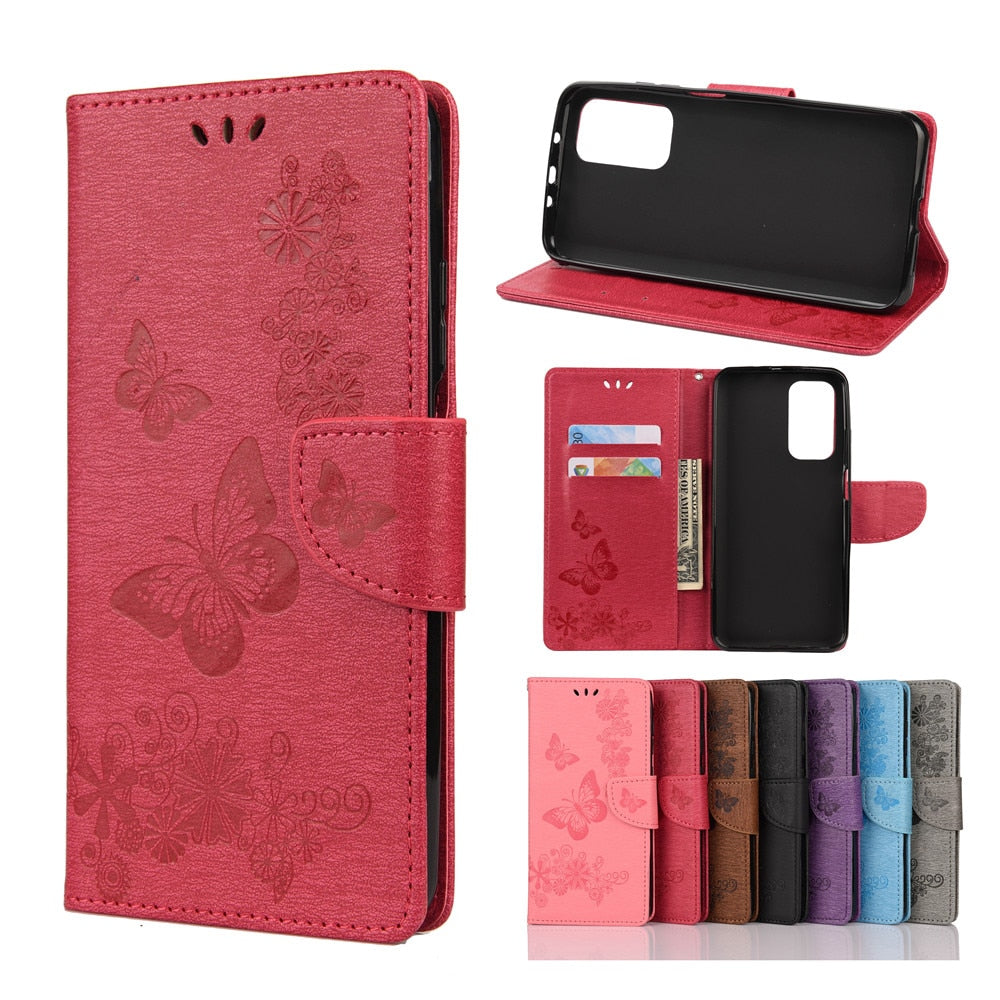 Anymob Samsung Hot Pink Flip Phone Case Big Butterfly Leather Wallet Book Style Cover Shell-Mobile Phone Cases-PEROZ Accessories