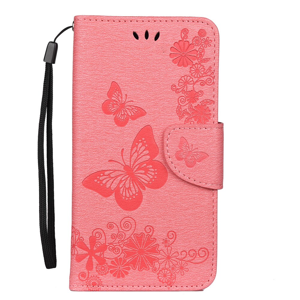 Anymob iPhone Pink Fashion Flip Case Butterfly Print Card Slot Wallet Leather Back Cover-Mobile Phone Cases-PEROZ Accessories