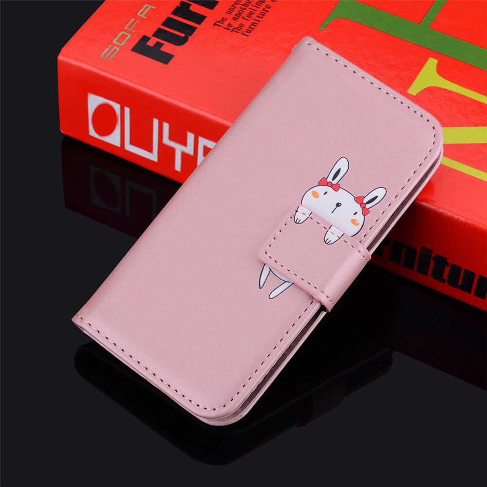 Anymob iPhone Case Pink Flip Leather Skin Silicone Bear Design Wallet Phone-Mobile Phone Cases-PEROZ Accessories