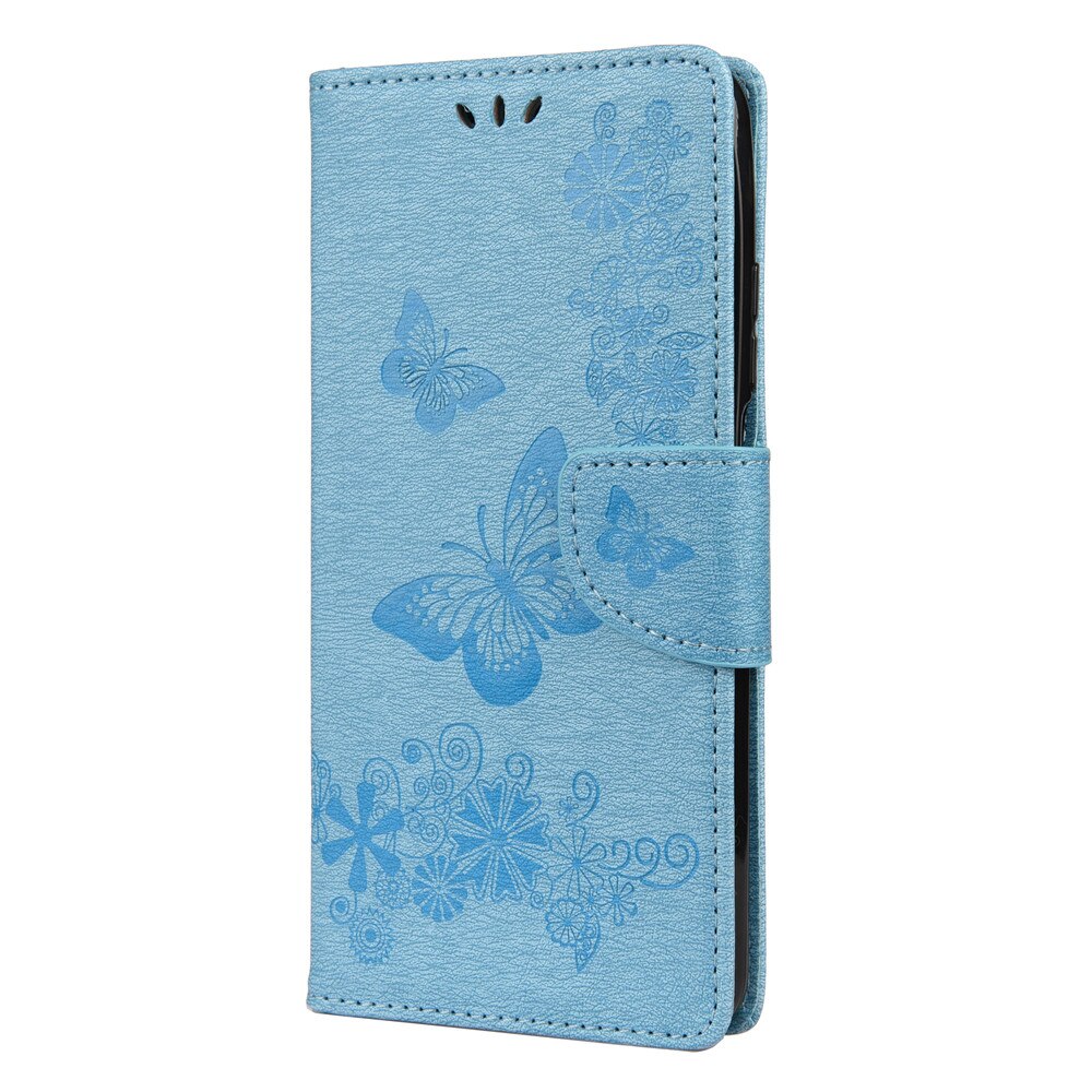 Anymob Samsung Blue Flip Phone Case Big Butterfly Leather Wallet Book Style Cover Shell-Mobile Phone Cases-PEROZ Accessories