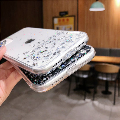 Anymob iPhone Case Purple Transparent Silicone Bling Glitter Silver Foil Cover-Mobile Phone Cases-PEROZ Accessories