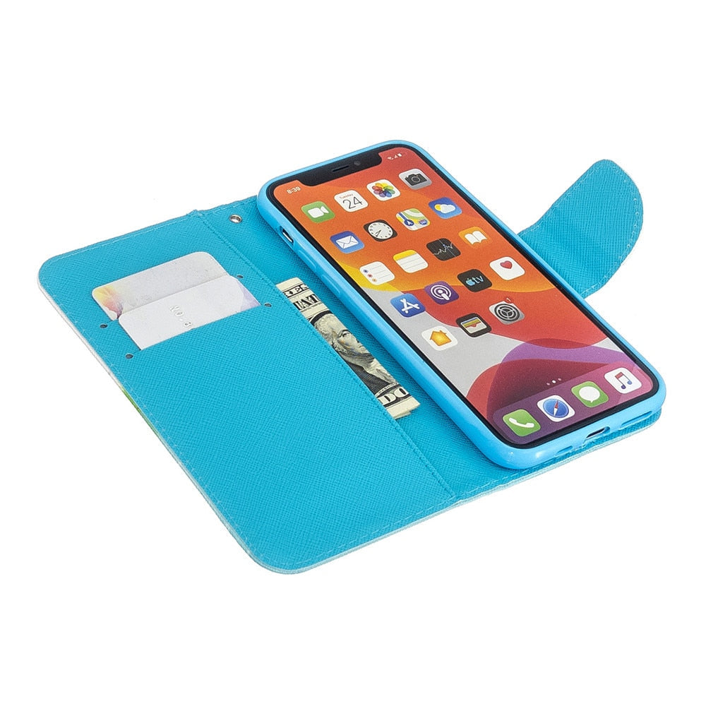 Anymob iPhone Skyblue Unicorn Wallet Filp Case Leather Touch Cover With Card Slot-Mobile Phone Cases-PEROZ Accessories