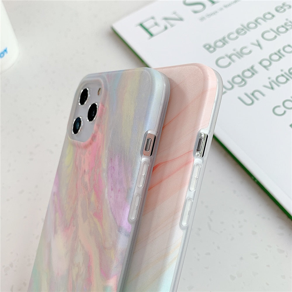 Anymob iPhone Case Stone Gradual Color Matte Marble Soft Silicone Back Cover-Mobile Phone Cases-PEROZ Accessories