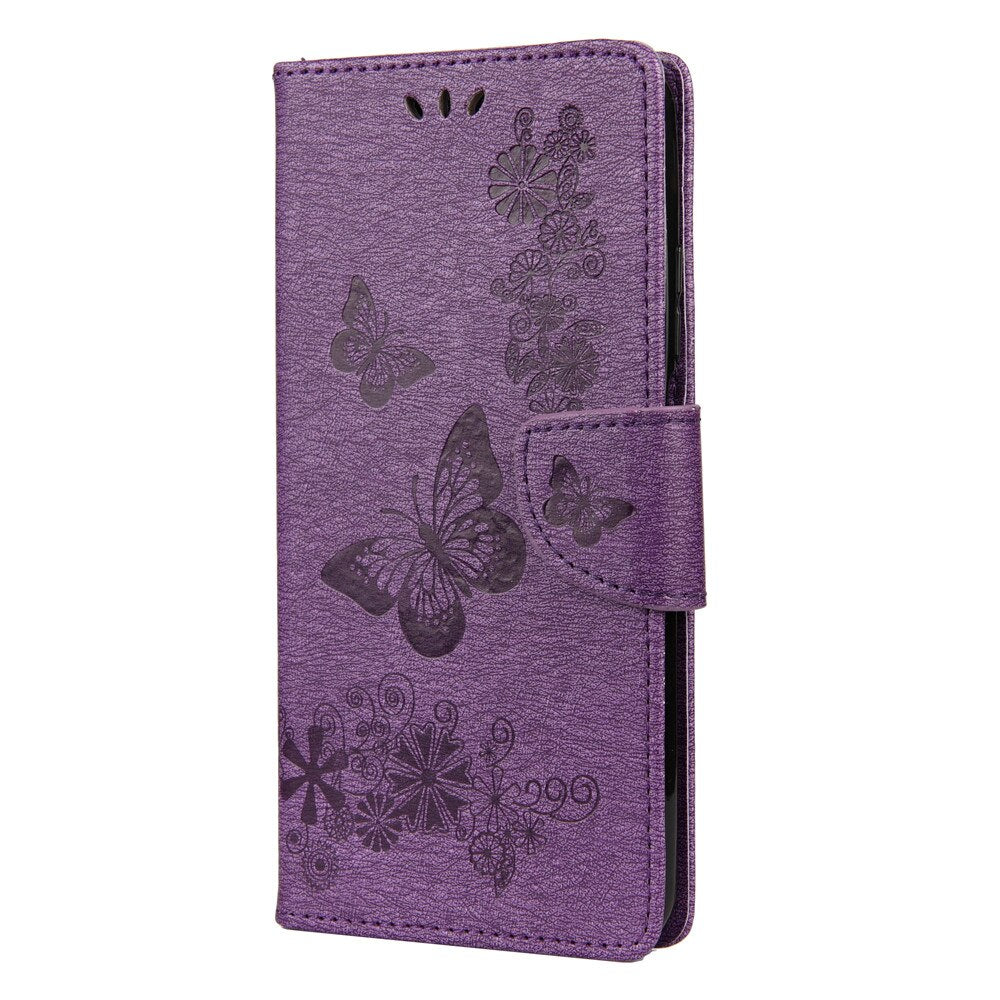 Anymob Samsung Purple Flip Phone Case Big Butterfly Leather Wallet Book Style Cover Shell-Mobile Phone Cases-PEROZ Accessories