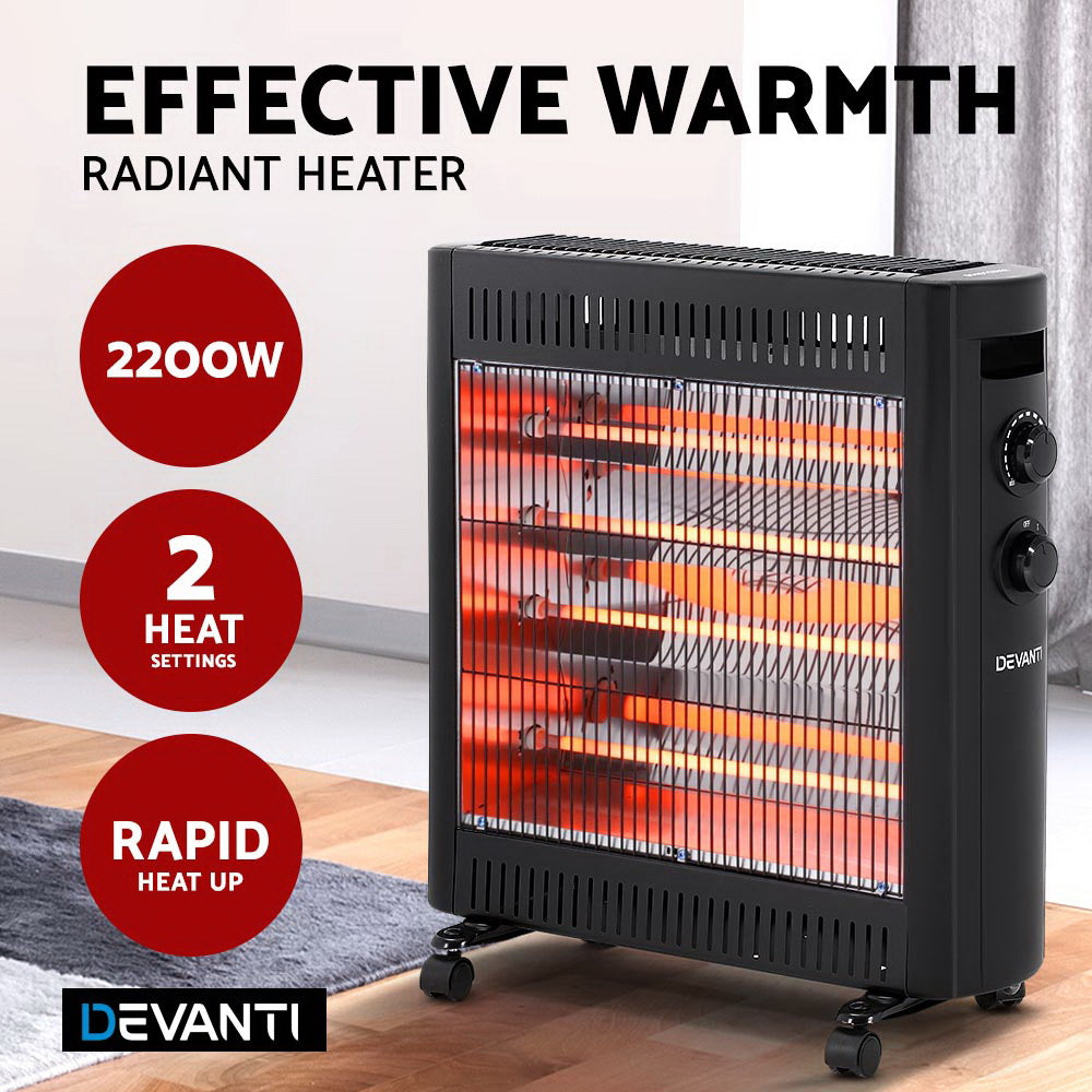 Devanti 2200W Infrared Radiant Heater Portable Electric Convection Heating Panel-Heaters-PEROZ Accessories