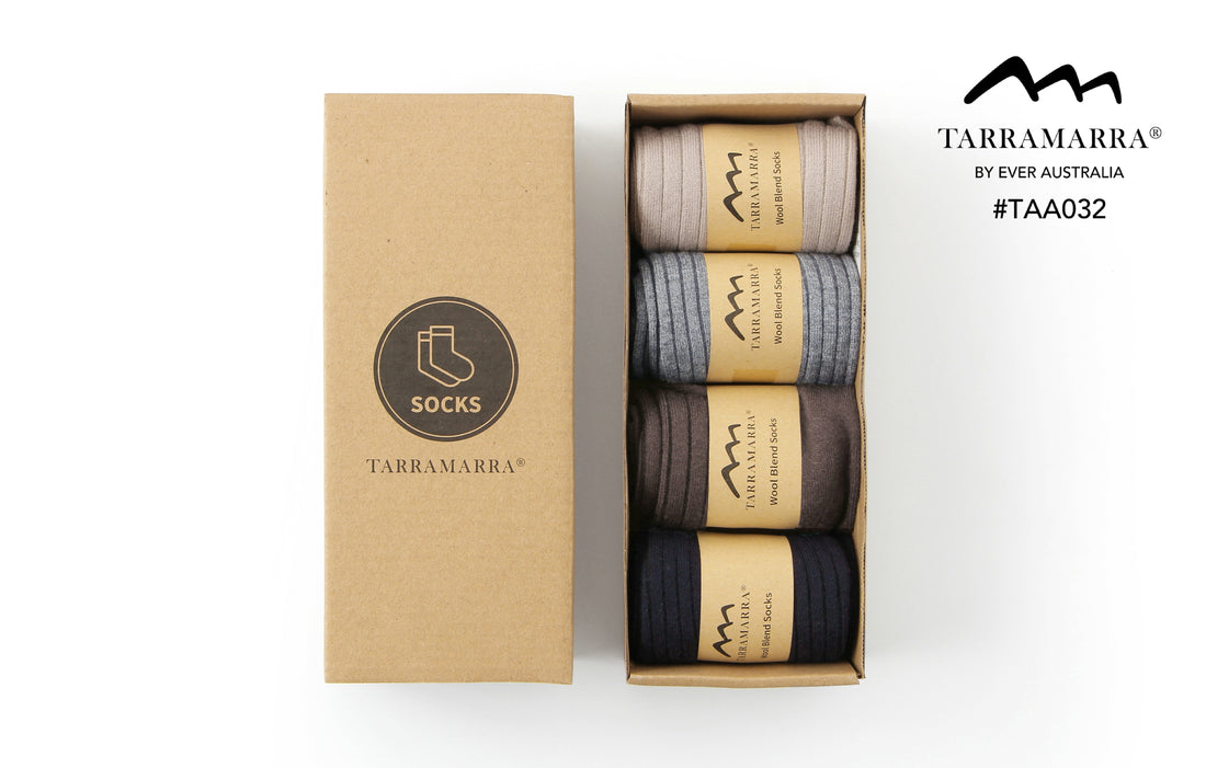 TARRAMARRA Men Wool Blend Socks 4 Pairs Pack-Socks-PEROZ Accessories