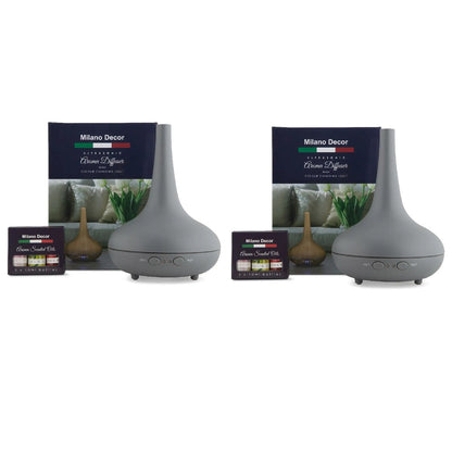 2 x Milano Decor Ultrasonic Aroma Diffusers Humidifier + 6 Diffuser Oils Set-Home Fragrances-PEROZ Accessories