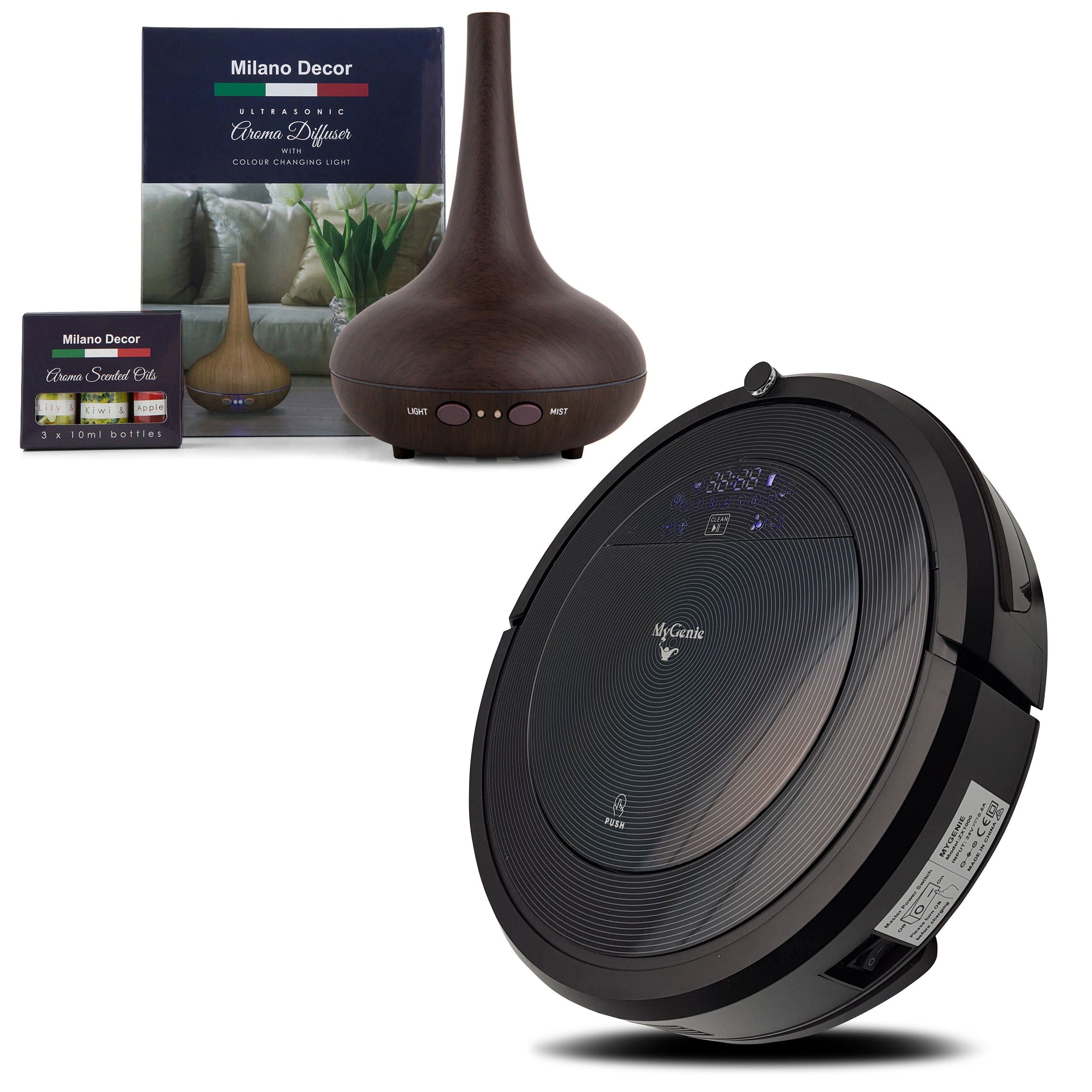 MyGenie ZX1000 Robotic Vacuum Cleaner with Bonus Aroma Diffuser with 3 Oils with PureSpa Diffuser-Small Home Appliances-PEROZ Accessories