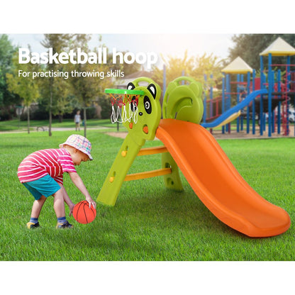 Keezi Kids Slide Basketball Hoop Activity Center Outdoor Toddler Play Set Orange-Baby &amp; Kids &gt; Toys-PEROZ Accessories