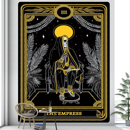 Anyhouz Tapestry Black Yellow Empress 230X150 cm Tarot Card Psychedelic Scene Art Hippie Bohemian Decoration Sheets-Tapestry-PEROZ Accessories