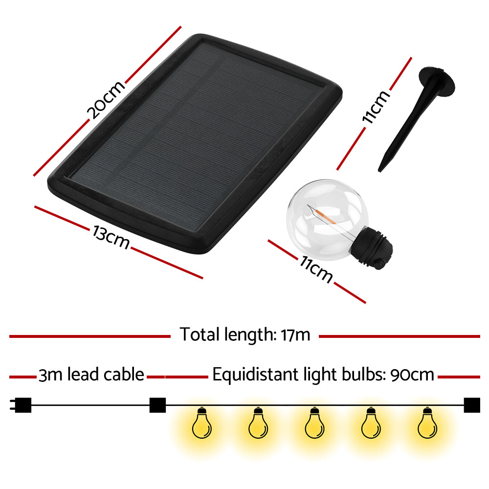 Jingle Jollys 30 LED Festoon Lights Solar Outdoor String Light Christmas 34m-Home &amp; Garden &gt; Lighting-PEROZ Accessories