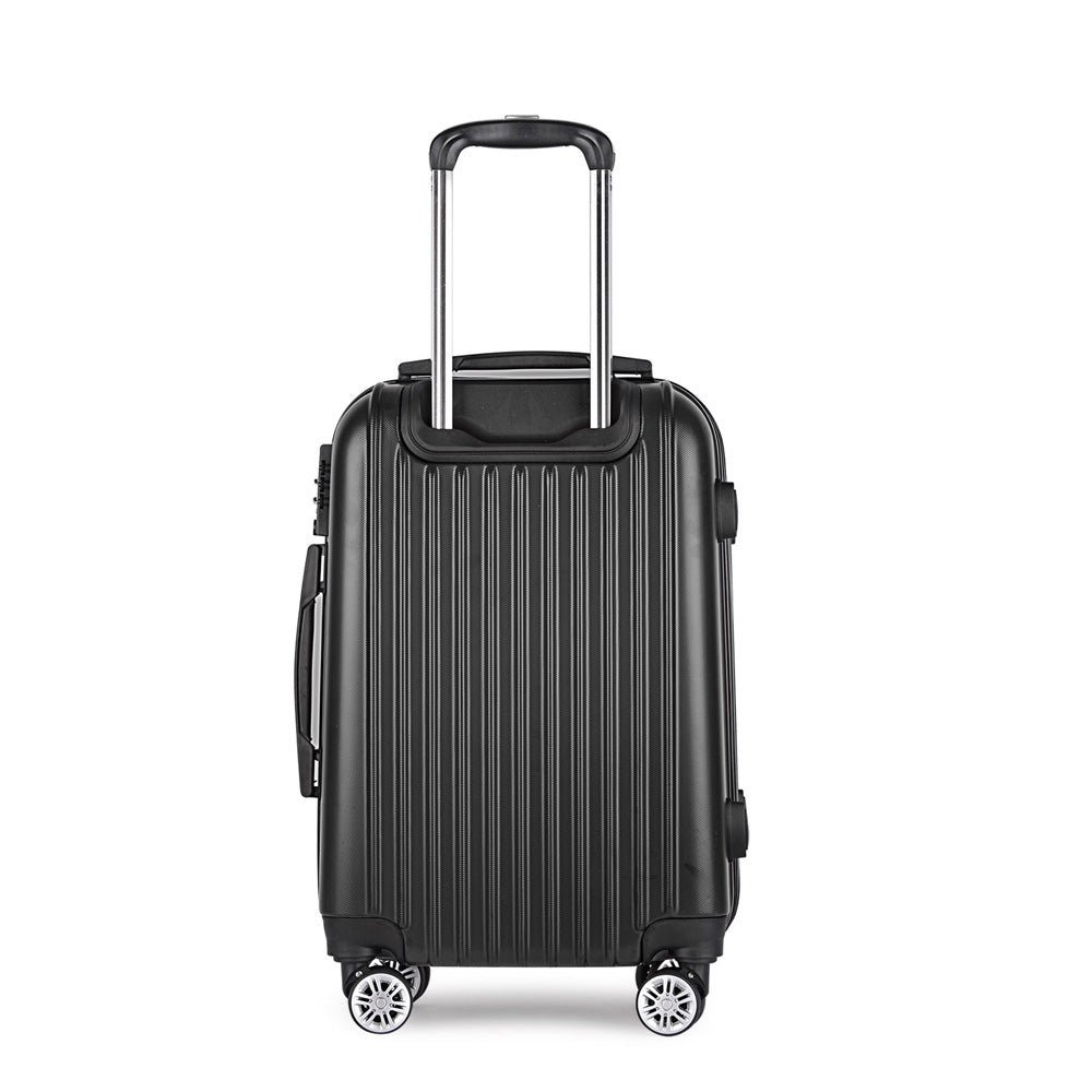 Wanderlite 24&quot; 66cm Luggage Trolley Travel Set Suitcase Carry On Hard Case TSA Lock Lightweight Black-Luggage-PEROZ Accessories