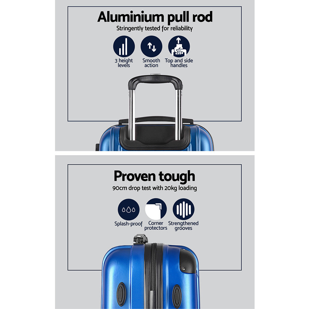 Wanderlite 2pcs Luggage Trolley Set Travel Suitcase Carry On Hard Case Lightweight Blue-Luggage-PEROZ Accessories