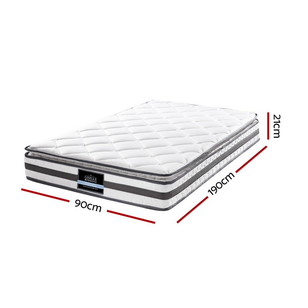 Giselle Bedding Normay Bonnell Spring Mattress 21cm Thick Single-Furniture &gt; Mattresses-PEROZ Accessories