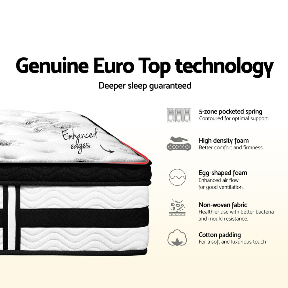 Giselle Bedding Algarve Euro Top Pocket Spring Mattress 34cm Thick Double-Furniture &gt; Mattresses-PEROZ Accessories