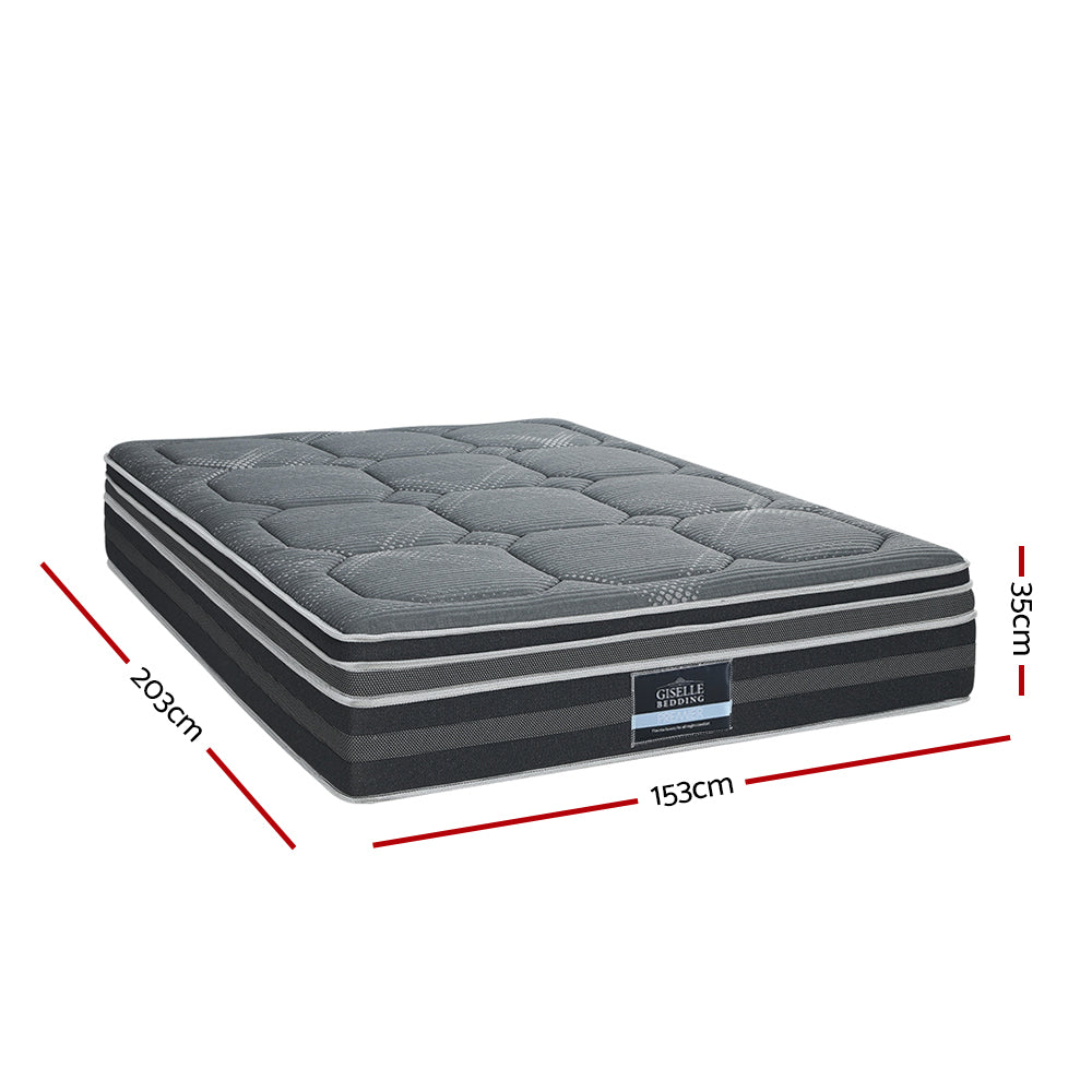 Giselle 35CM QUEEN Mattress Bed 7 Zone Dual Euro Top Pocket Spring Medium Firm-Furniture &gt; Mattresses-PEROZ Accessories