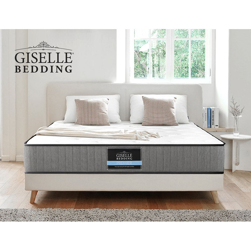 Giselle Bedding Queen Mattress Extra Firm Pocket Spring Foam Super Firm 23cm-Furniture &gt; Mattresses-PEROZ Accessories