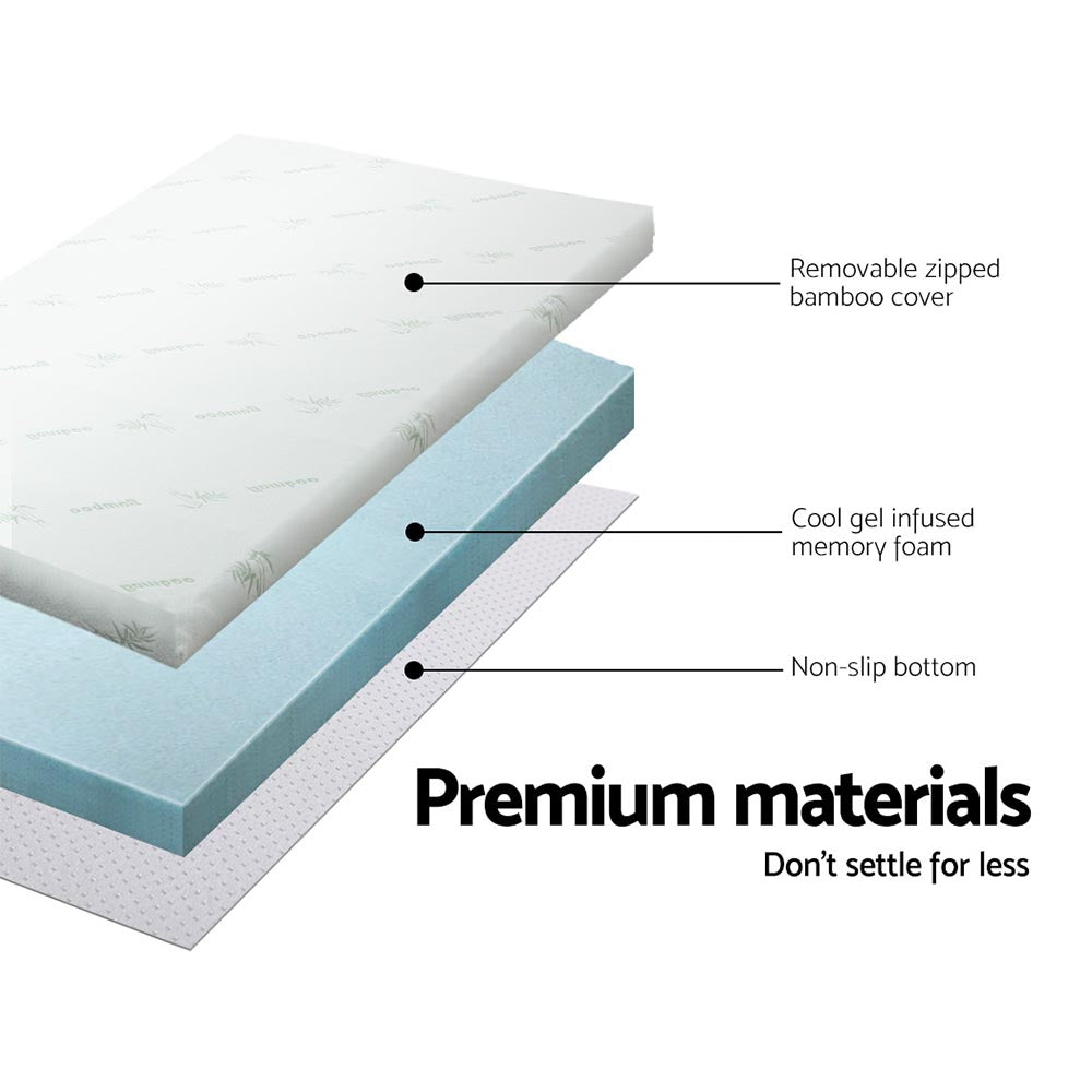 Giselle Bedding Cool Gel Memory Foam Mattress Topper w/Bamboo Cover 5cm - Double-Furniture &gt; Mattresses-PEROZ Accessories