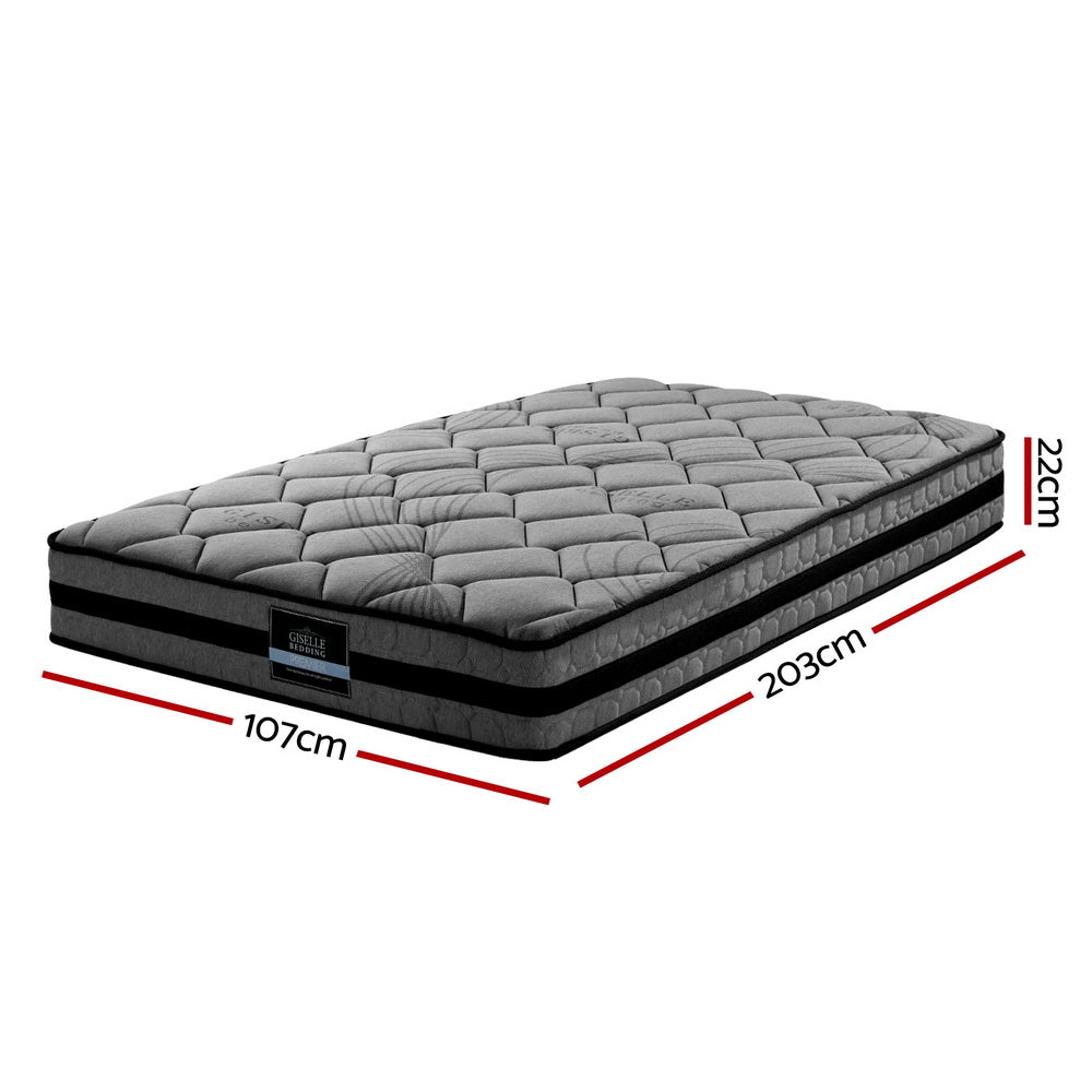 Giselle Bedding Wendell Pocket Spring Mattress 22cm Thick King Single-Furniture &gt; Mattresses-PEROZ Accessories