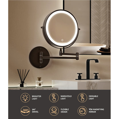 Embellir Extendable Makeup Mirror 10X Magnifying Double-Sided Bathroom Mirror BR-Health &amp; Beauty &gt; Makeup Mirrors-PEROZ Accessories