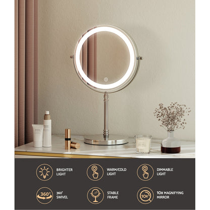 Embellir Makeup Mirror LED Light Cosmetic Round 360° Rotation 10X Magnifying-Health &amp; Beauty &gt; Makeup Mirrors-PEROZ Accessories