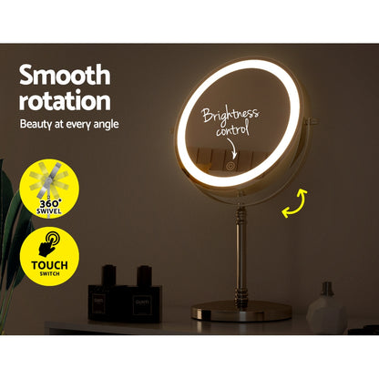 Embellir Makeup Mirror LED Light Cosmetic Round 360° Rotation 10X Magnifying-Health &amp; Beauty &gt; Makeup Mirrors-PEROZ Accessories