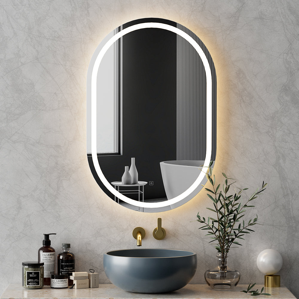 Embellir LED Wall Mirror With Light 50X75CM Bathroom Decor Oval Mirrors Vanity-Health &amp; Beauty &gt; Makeup Mirrors-PEROZ Accessories