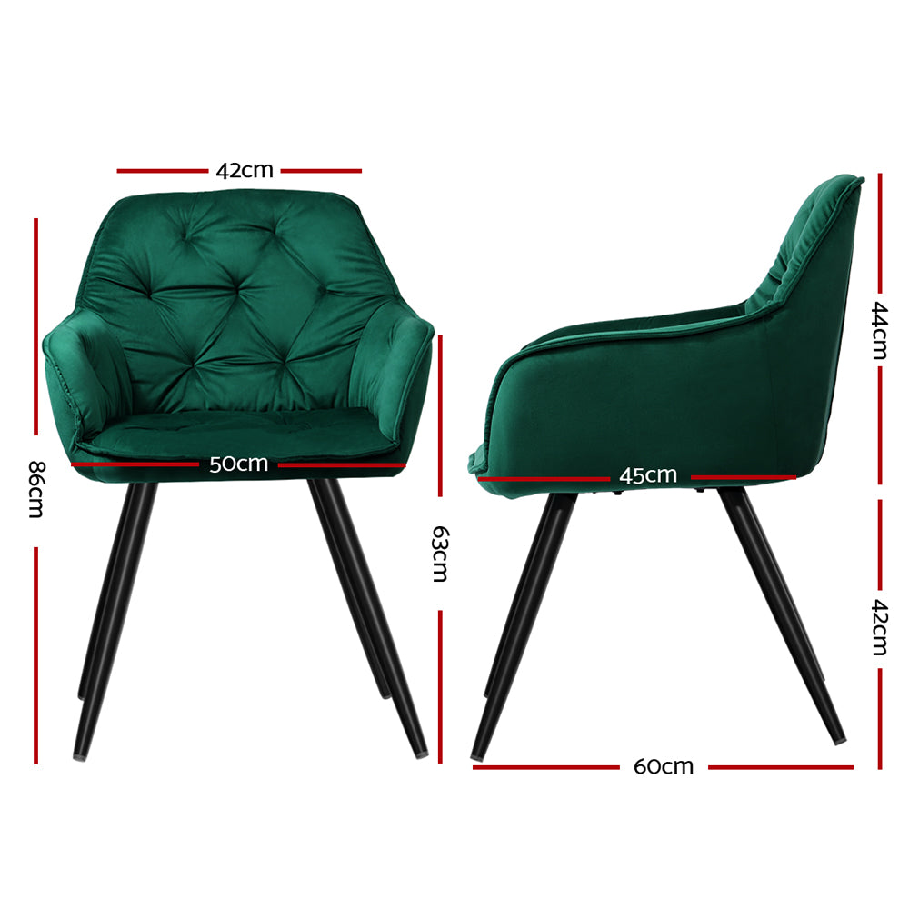 Artiss Set of 2 Calivia Dining Chairs Kitchen Chairs Upholstered Velvet Green-Dining Chairs - Peroz Australia - Image - 2